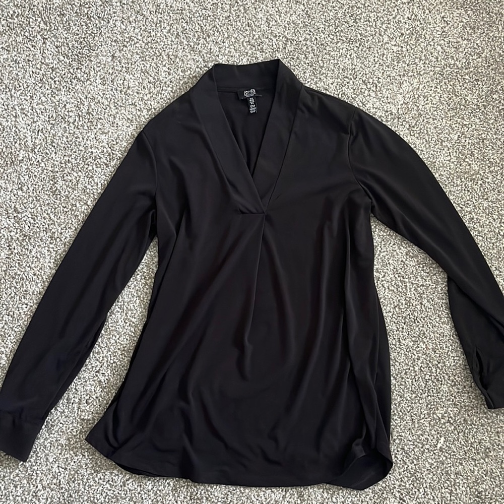 Jones New York Signature Long Sleeve V Neck Blouse